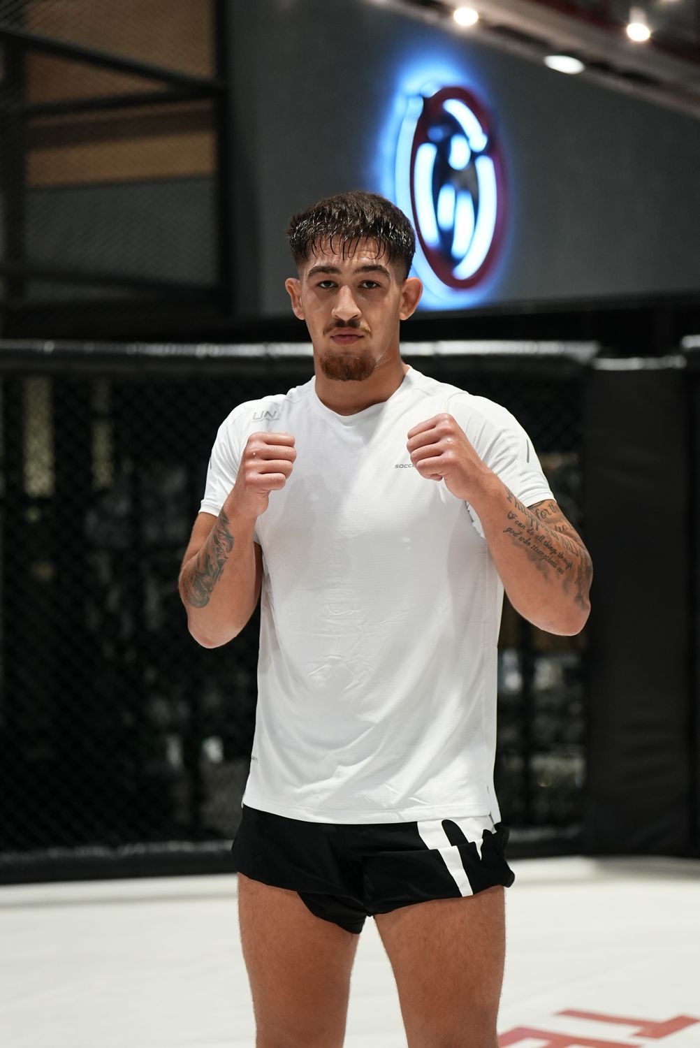 MMA fighter in his stance during fight-week training